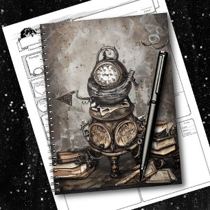 Ornate Steampunk Cauldron   Spellbooks and Clocks Notebook