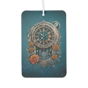 Ornate Steampunk Clock with Roses.  Air Freshener