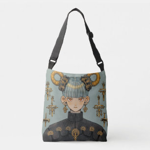 Ornate Steampunk Fantasy Anime Girl Crossbody Bag