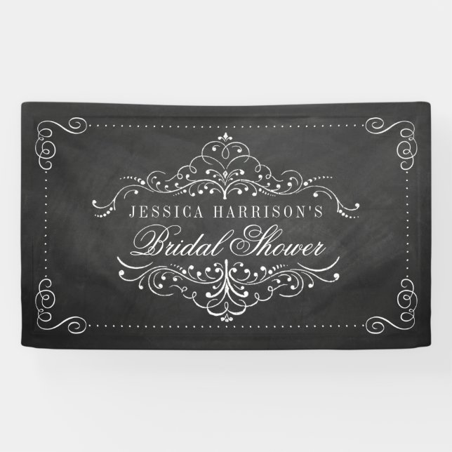 Ornate Swirl Chalkboard Bridal Shower Banner (Horizontal)
