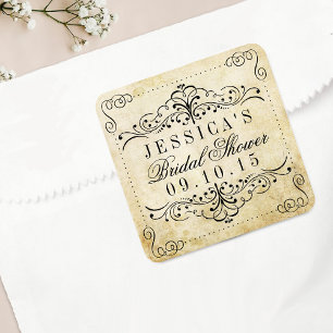 Ornate Swirl Vintage Bridal Shower Stickers