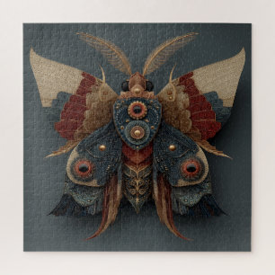 Ornate Symmetrical 3D Moth with Gold Accents Jigsaw Puzzle