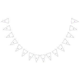 Ornate, symmetrical design with purple, pink, and bunting flags