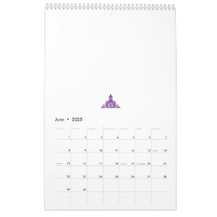 Ornate, symmetrical design with purple, pink, and  calendar