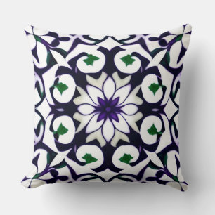 Ornate Symmetrical Floral Pattern Throw Pillow