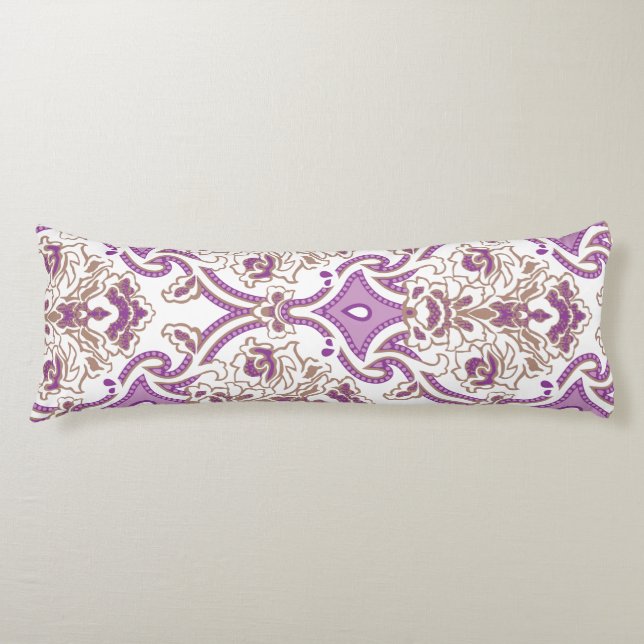 Ornate textile design featuring intricate floral p body pillow (Front)