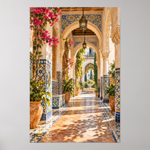 Ornate Tiled Archway Courtyard Wall Art