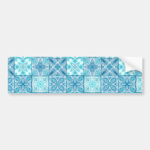 Ornate tiles in blue and orange bumper sticker