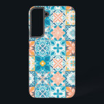 Ornate tiles in blue and orange samsung galaxy case<br><div class="desc">Hand-drawn colourful tiles,  floral decorative design,  ornate tiles</div>