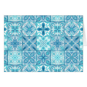 Ornate tiles in blue and white