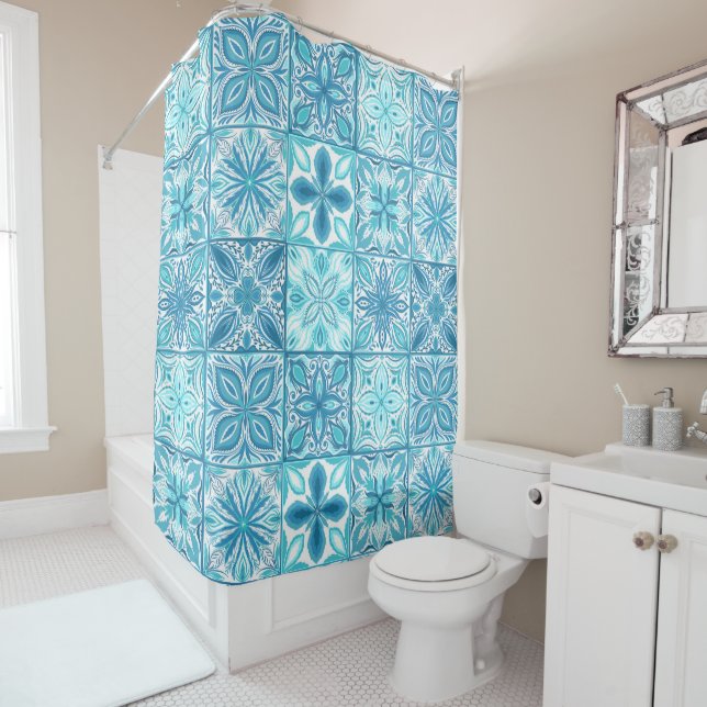 Ornate tiles in blue and white (In Situ)
