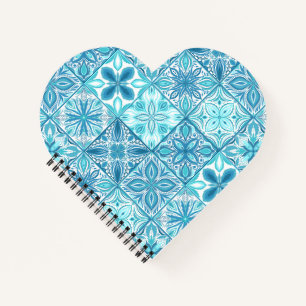 Ornate tiles in blue and white notebook