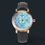 Ornate tiles in blue and white watch<br><div class="desc">Hand-painted various ornate tiles with floral elements</div>