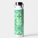 Ornate tiles in green and white water bottle<br><div class="desc">Hand-painted various ornate tiles with floral elements</div>