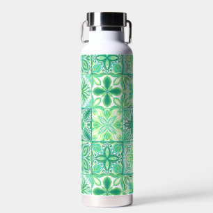 Ornate tiles in green and white water bottle