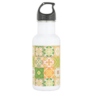 Ornate tiles in green and yellow 532 ml water bottle