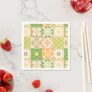 Ornate tiles in green and yellow napkin