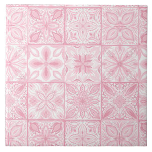 Ornate tiles in pink 