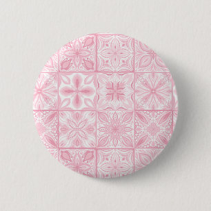 Ornate tiles in pink  2 inch round button