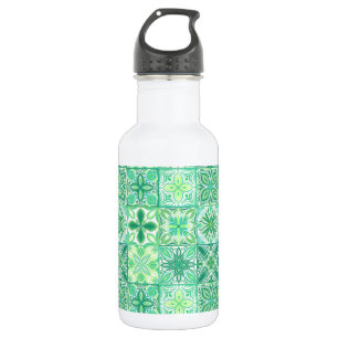 Ornate tiles in pink  532 ml water bottle