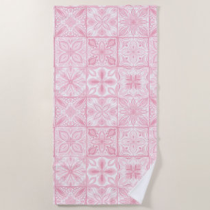 Ornate tiles in pink beach towel