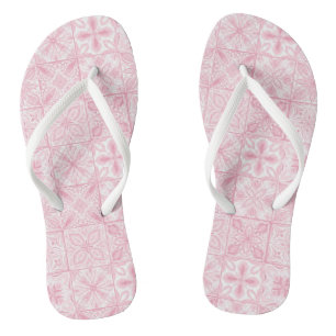 Ornate tiles in pink  flip flops