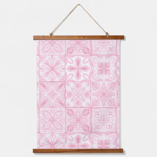 Ornate tiles in pink  hanging tapestry