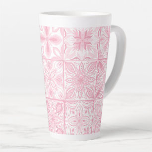 Ornate tiles in pink  latte mug