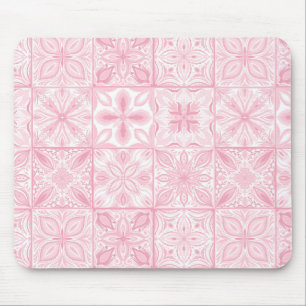 Ornate tiles in pink mouse pad