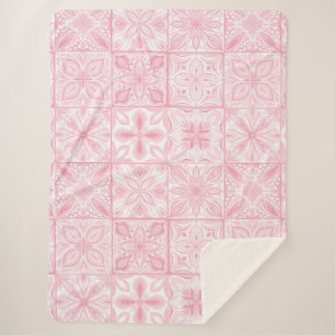Ornate tiles in pink  sherpa blanket
