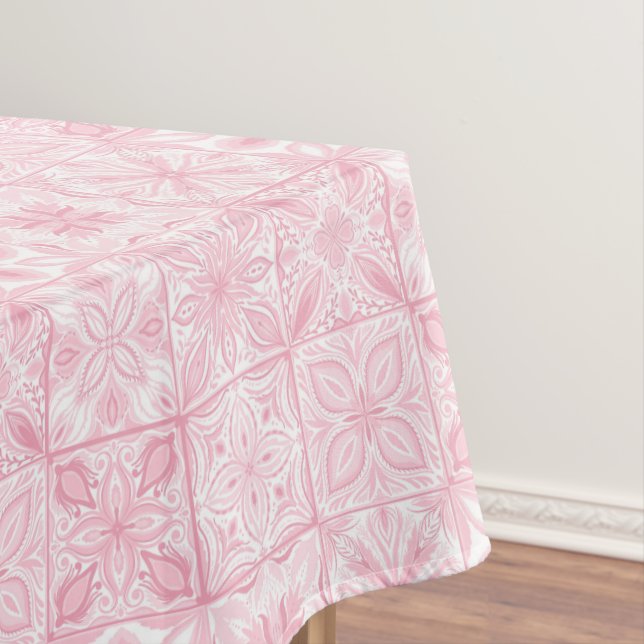 Ornate tiles in pink  tablecloth (In Situ)