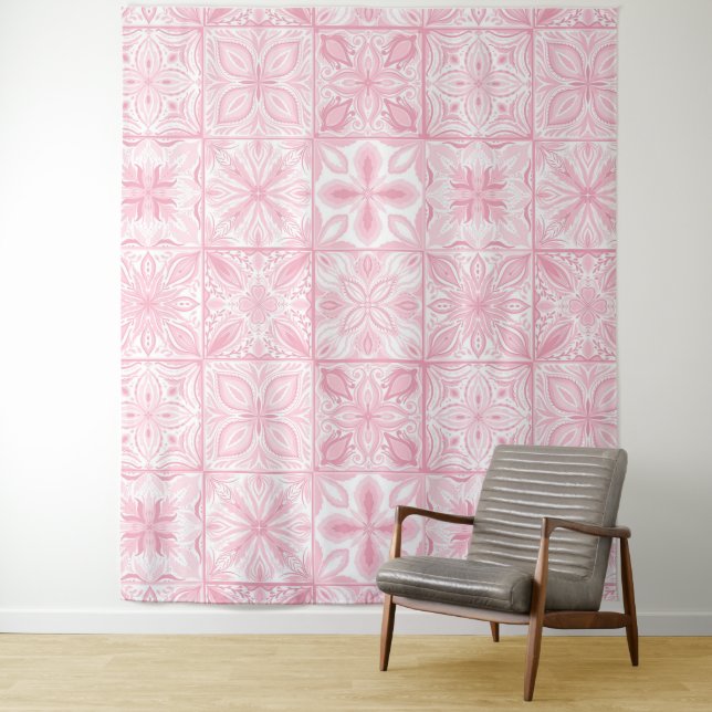 Ornate tiles in pink  tapestry (In Situ)