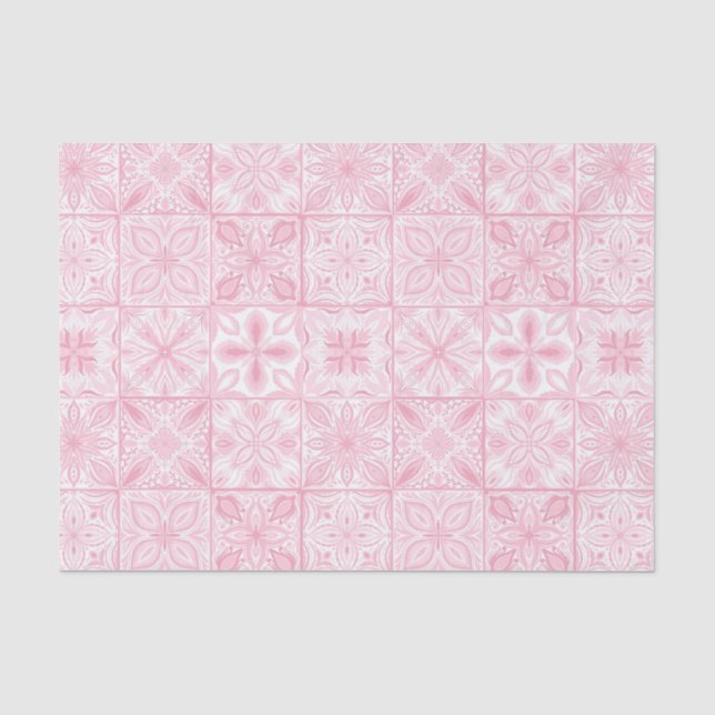 Ornate tiles in pink  tissue paper (Front)