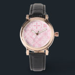 Ornate tiles in pink watch<br><div class="desc">Hand-painted various ornate tiles with floral elements</div>