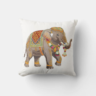 Ornate Traditional Thai Royal Elephant Art Throw Pillow