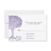 Ornate Tree of Life Purple Bat Mitzvah RSVP