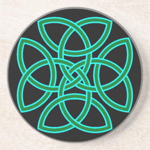 Ornate Triquetra Cross in Sage Bright Green Coaster