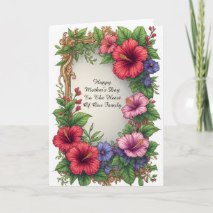 Ornate Tropical Hibiscus Floral Frame Card