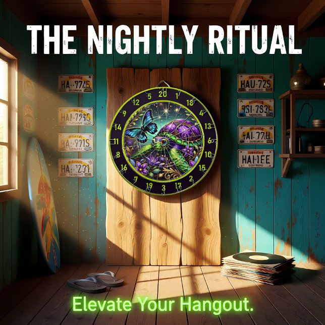 Ornate Turtle Butterfly Cosmic Lodge Art Dartboard (Creator Uploaded)