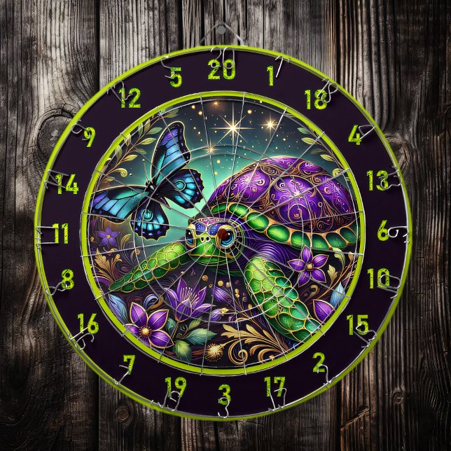 Ornate Turtle Butterfly Cosmic Lodge Art Dartboard (Creator Uploaded)