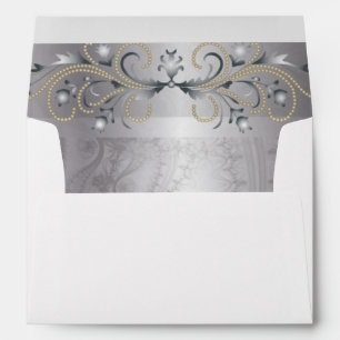 Ornate Two Tone Grey Jewelled Envelope