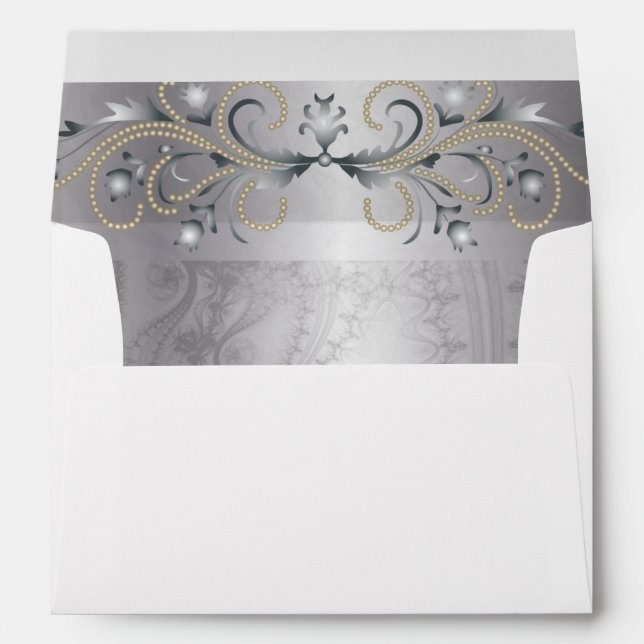 Ornate Two Tone Grey Jewelled Envelope (Back (Bottom))