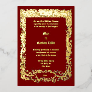 Ornate Victorian Era Floral Foliage Banner Wedding