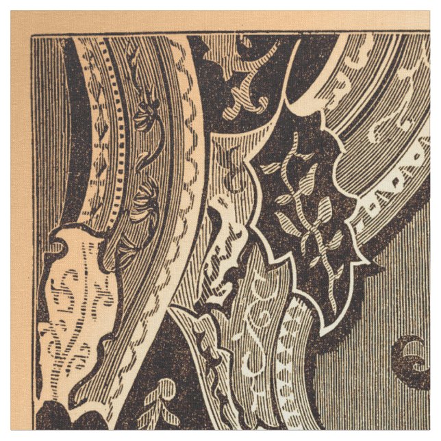 Ornate Victorian Floral Panel Fabric (Close Up)