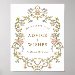 Ornate Victorian Grace Floral Advice & Wishes Sign
