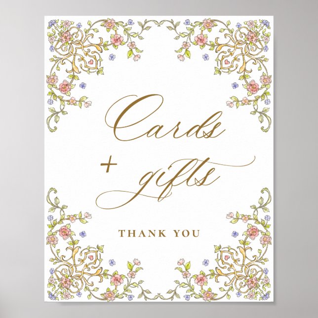 Ornate Victorian Grace Floral Cards and Gifts Sign (Front)