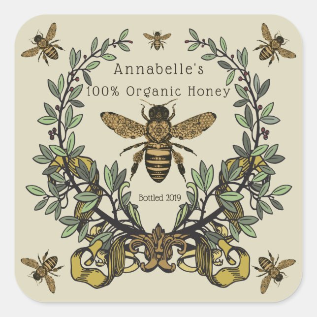 Ornate Victorian Honey Label Personalize (Front)