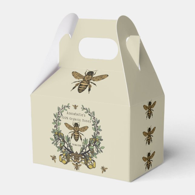 Ornate Victorian Honey Personalize Favour Box (Front Side)