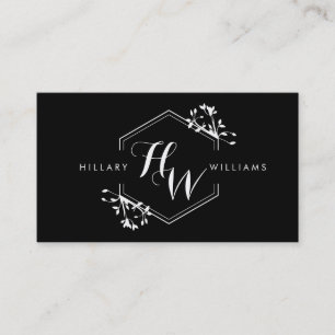 Ornate Vine and Leaf Monogram Emblem Business Card