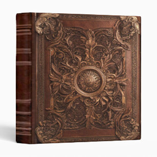 Ornate Vintage Brown Leather Book of Shadows Binder